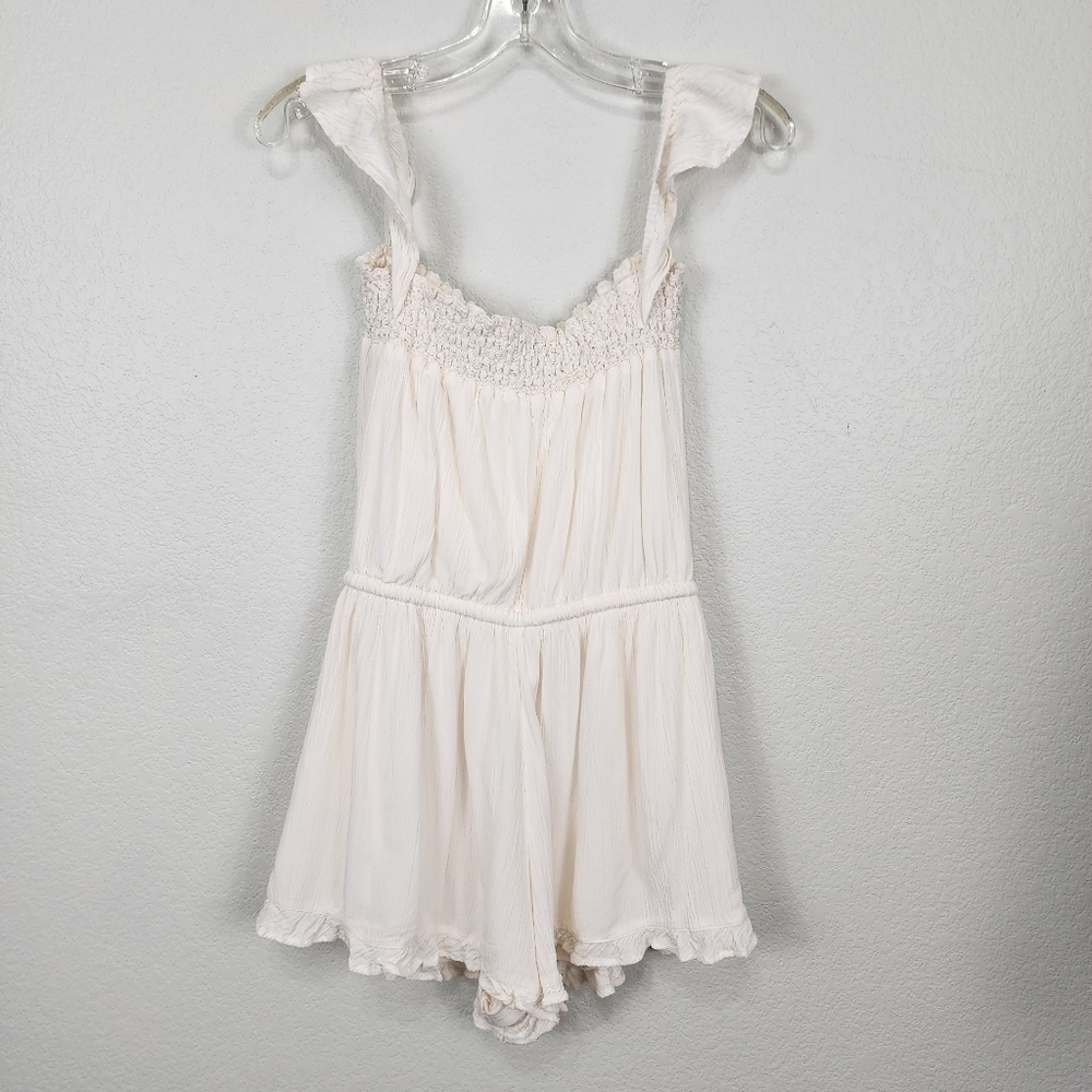 American Eagle Outfitters Cream Bohemian Gauze Romper Size M - Picture 11 of 14